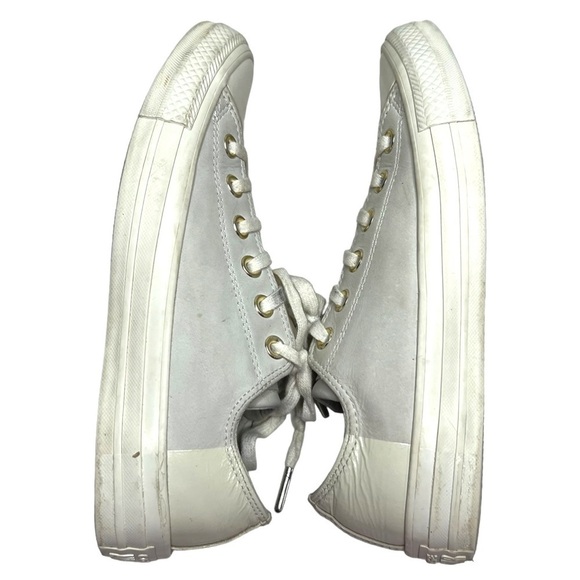 Converse Leather All Star Blocked Nubuck Patent Leather Heel Grey White Size 7 - Picture 4 of 11
